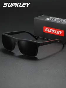 SUPKLEY Men'S Fashionable Square Polarizer Sunglasses, Uv400 Protection, Anti Glare Polarized, Durable, Suitable For Outdoor, Driving, And Daily Wear, Anti Uv And Reduce Glare, Sun Protective Sunglasses, Trendy Square Sunglasses