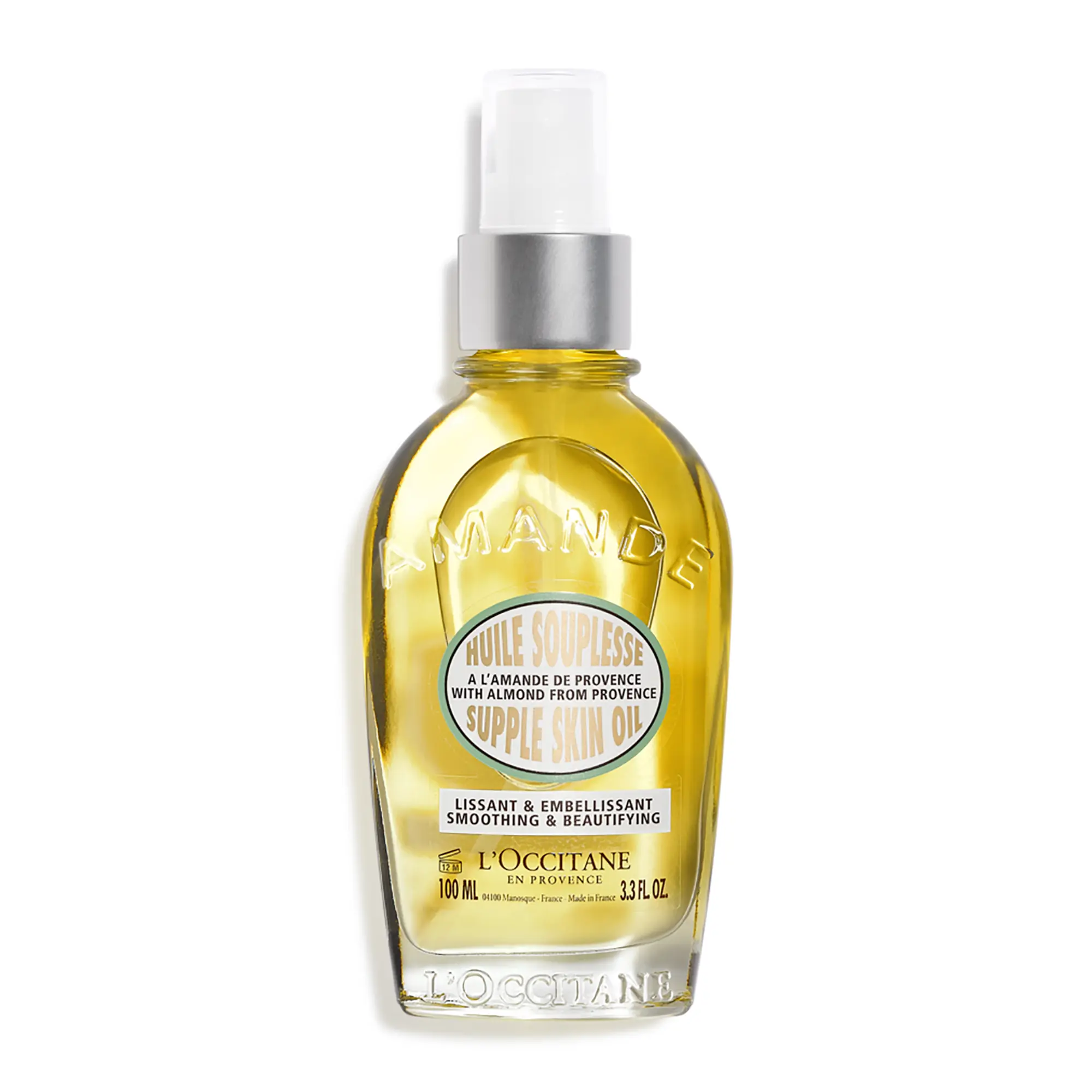 L'Occitane Almond Supple Skin Oil, Smooth Scented Body Oils Cosmetic with Aroma Blend for Skincare, Nourishing, Soft Skin, Almond Oil Serums & Essences