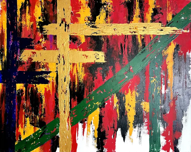 Acrylic Painting on Canvas with Unique Mixing Knife Technique for Home Decor.