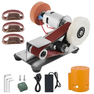 Mini Belt Sander Multifunctional Electric Belt Grinder 7 Adjustable Speed Electric Polishing Sharpener Machine Heavy Duty Stainless Steel Small Electric Sander with 30 Sanding Belt for Metal