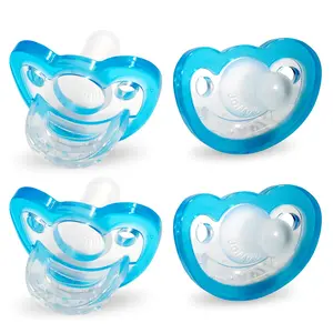 Pacifier for Babies 3 Months and Up, USA Made, Natural Shaped Orthodontic Binky, Lovingly Shared in NICUs & Hospitals Worldwide, Medical-Grade 100% BPA-Free - 4 Pack - Blue