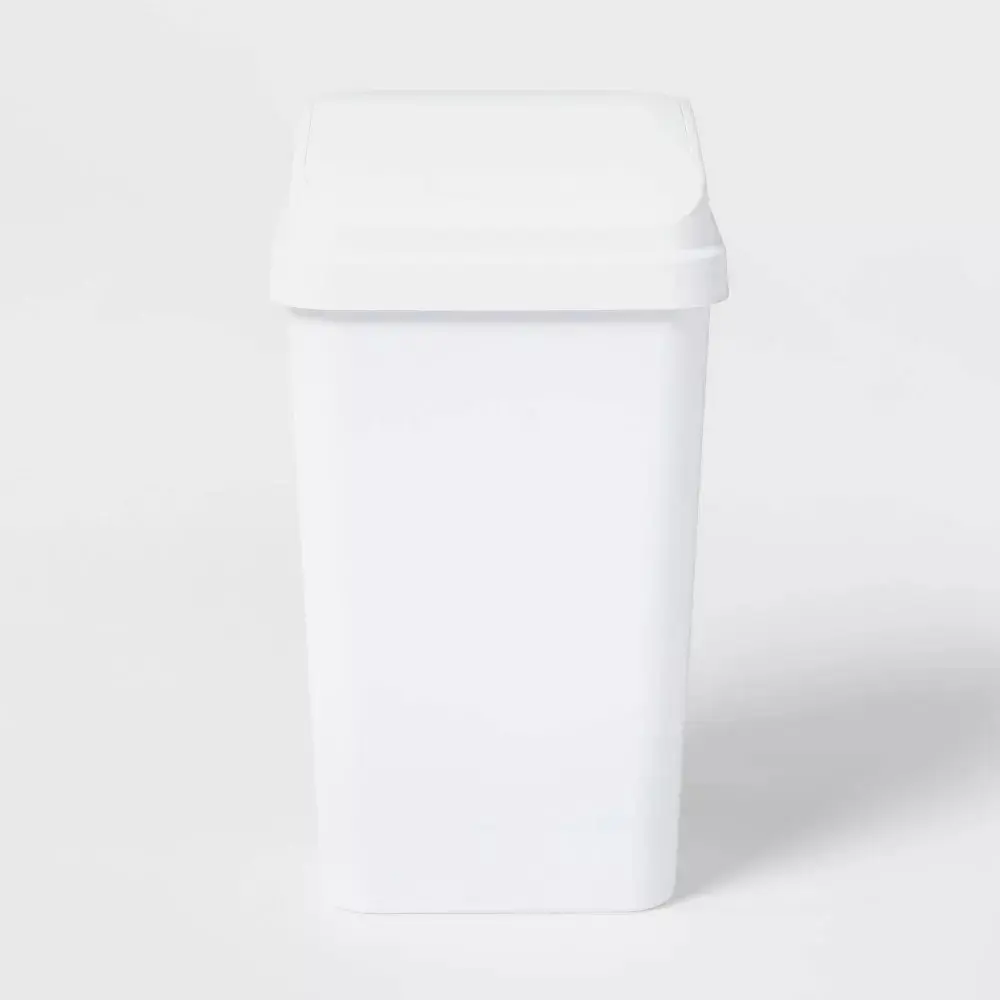 13gal Swing Top Waste Basket White -  Kitchen Trash Can, 13 Gallon Capacity, Textured Plastic, Indoor Use