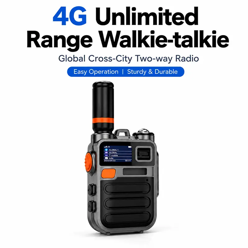 4G Global Cloud Walkie Talkie 5000KM Ultra Long Range Portable Handheld Two Way Radio 2000mAh Large Capacity Battery Type C Fast Charging Smart Noise Reduction Real Time Group Tracking Stable Signal Walkie Talkie for Hunting Climbing Outdoor