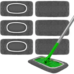 6 Pack  Microfiber Mop Pads - Compatible with  Sweeper Mop, Washable Dry & Wet Sweeping Cloths Refills for Hardwood Laminate Tile Floor Cleaning