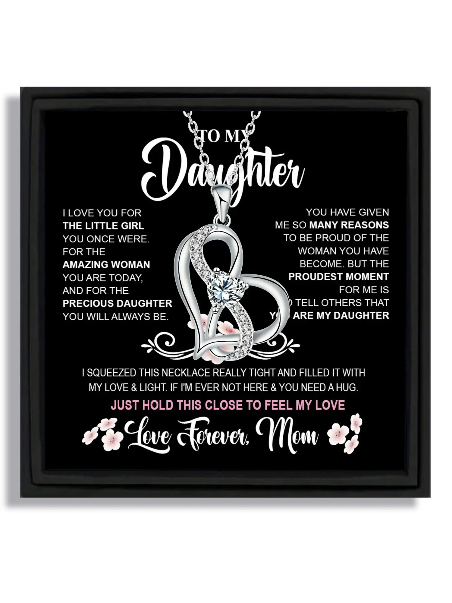 1 piece infinite heart pendant necklace birthday gift from mother to daughter with blessing card and box Exquisite Jewelry Gift Love Heart Necklace