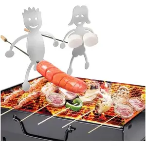 2Pcs Upgrade Hot Dog Roaster Stainless Steel Hot Dog Sticks Marshmallow Roasters Campfire Barbecue Forks Funny BBQ Grill Accessories for Camping Party 19.7 inch/50cm