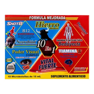 Bebible 10 en 1 Multivitamin with 10 Botellas de 15 ml - Energía, Vitalidad, Antioxidantes for Enhanced Immune System, Edible Healthcare Supplement - Dietary, Zinc, Bathroom, Supplements