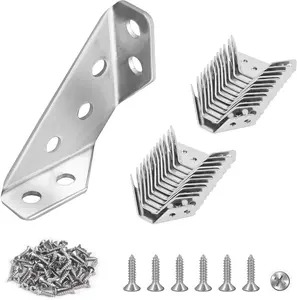 20 Corner Codes +120 Screw Steel Multifunctional Angle Bracket Connector, Three- sided Fixed Angle Iron Bracket stainless steel Universal Stainless wood furniture  Steel wood corner brace angle brace support L-Shaped Corner Brackets Steel Angle Brackets