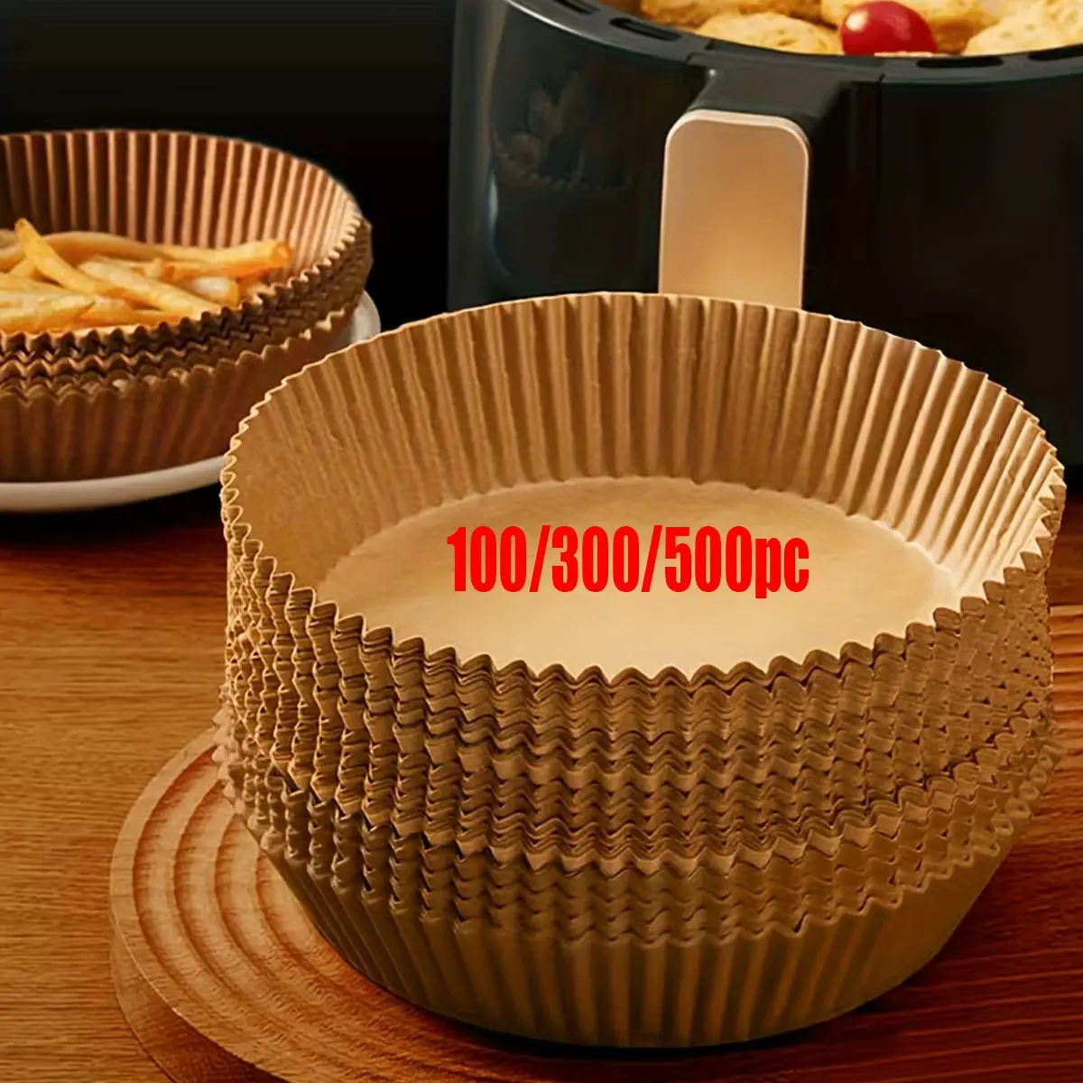 100/300/500pc Round Disposable Baking Paper, Non-Stick Oil-Resistant, Ideal for Frying, Baking, Microwave, Cooking, Party Essentials