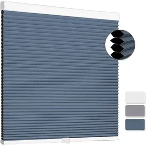 Cellular Shades Blackout Blinds Cordless Honeycomb Window Shades for Bedroom, Blinds for Window and Door, Home and Office, Blue, 36" W x 64" H
