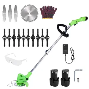 12V 200W Cordless Grass Trimmer Rechargeable Weed Cutter, 9000RPM High Speed with Multi Blades, Portable Electric Lawn Mower for Yard Garden,summervibes