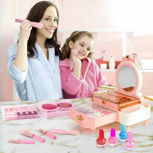 Makeup Set, Little Princess Cosmetic Box, Girl Handbag Toy, Pretend Play Lipstick Blush Nail Polish Eyeshadow, Kids Vanity, Safe Non-Toxic, Ages 3-9