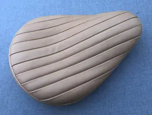 Harley Chopper Bobber Triumph Knucklehead Vintage Bates Style Natural Top Grain Genuine Leather Tuk n Roll Seat