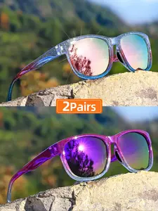 Unisex Vintage Lightweight Colorful Square Frame Eyewear, Fashionable Accessories for Outdoor Activities, Trendy Beach Eyewear