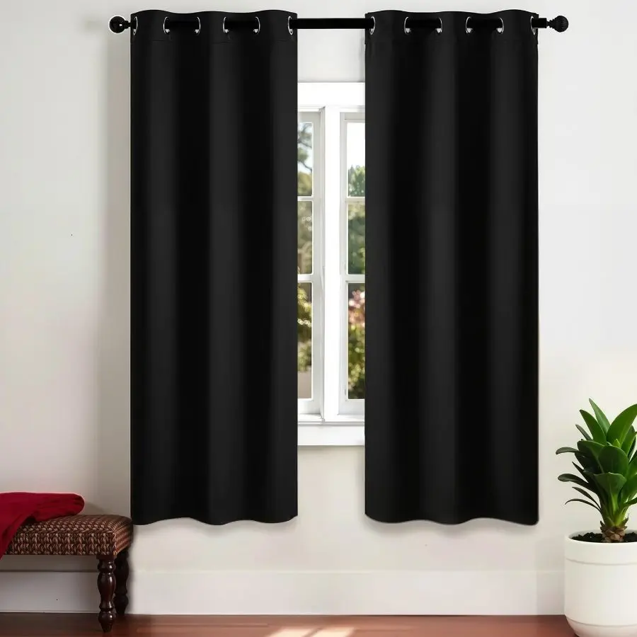 Blackout Curtains Set, 2-Panel Grommet-Top Polyester Drapes, 42 in Wide Each, 63 in Length, Thermal Insulated Light-Blocking for Bedroom, Living Room Window Decordealsforyoudays