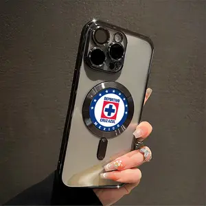 Cruz Azul Nine Stars Orgullo Celeste ligamx Aesthetic Pattern MagsafeCasing For iphone 16 15 14 13 12 11PRO PLUS MAX All-inclusive lens TPU soft shell is scratch-resistant, comes with wireless charging magnet, lens film Cellphone case