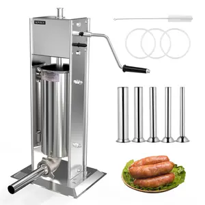 [TOP RATED - FLASH SALE] ROVSUN 11 lbs Manual Sausage Stuffer with 5 Stuffing Tubes