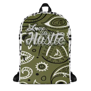 Love The Hustle Bandana Backpack, Army Tops