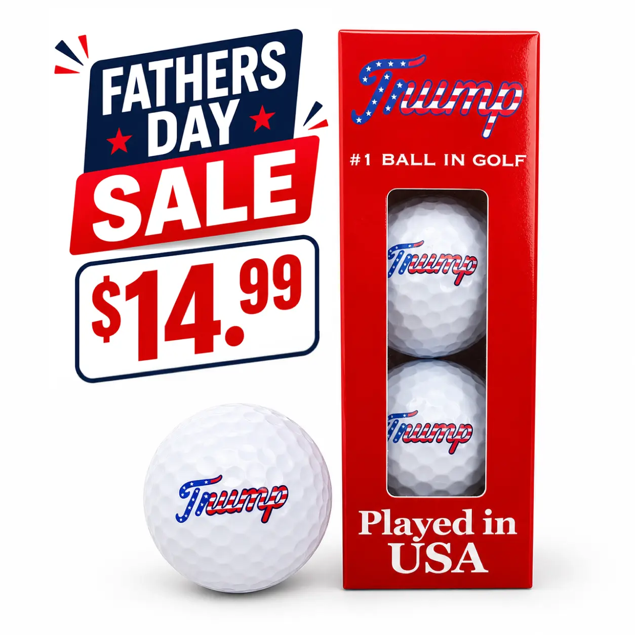 Premium Quality Patriotic Themed Golf Balls (Pack of 3) - High Performance Golf Supply for Father's Day, Played in USA, Golf Equipment, Father's Day Gifts