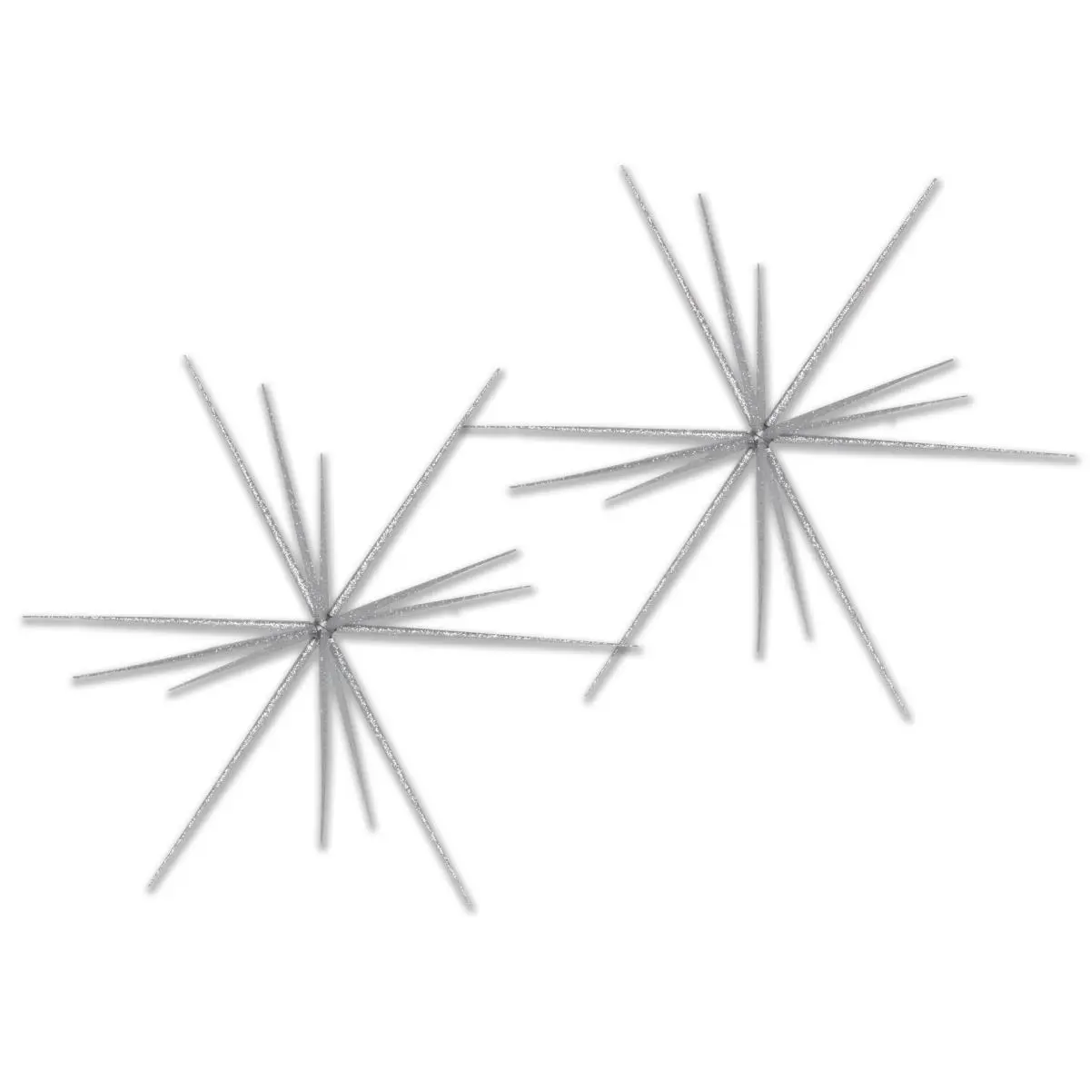 212 MAIN 23 in. Glitter-Covered Starburst Form Hanging Decorations, Silver Sparkling Christmas Ornaments, Festive Ceiling & Window Decor - Pack of 2
