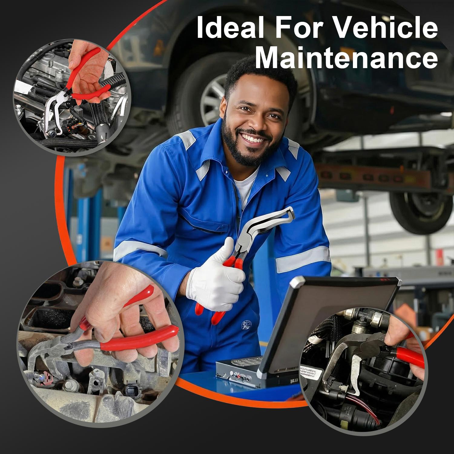 DABATR Electrical Disconnect Pliers, 60 Degree Bent Automotive Connector Pliers, Electrical Connector Removal Tool for Car, Automotive Hand Tools for Push Tab Style Plugs