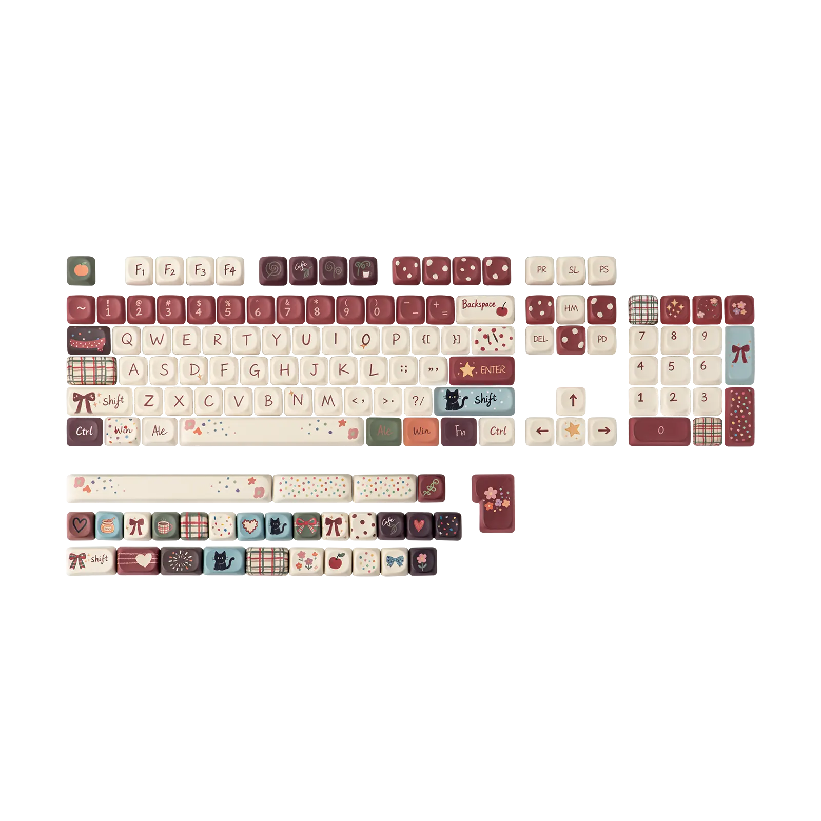 KiiBOOM Keycap Set - All My Faves, MOA Profile, Five-side Dye-sub PBT, 133 Keys, MX-Style Compatible for 60%, 65%, 75%, TKL, 96%, Full Size, Alice, ANSI/ISO Layout Mechanical Gaming Keyboards
