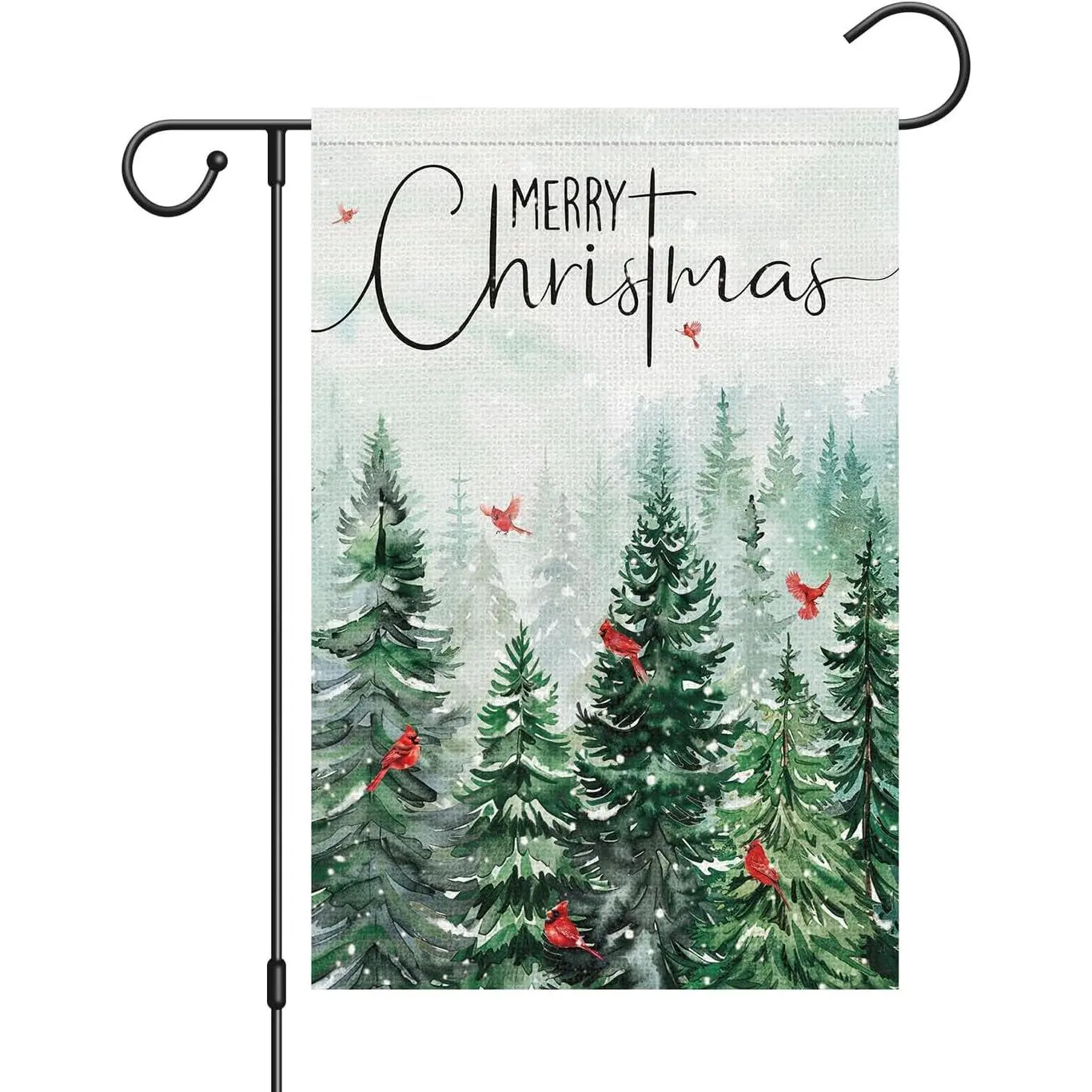Merry Christmas Garden Flag 12x18 Inch Xmas Tree Double Sided Welcome Small Burlap Winter Yard Outdoor Flag Holiday Outside House Decoration (Only Flag)