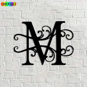 1pc Monogram Metal Wall Art, Ornate Monogram Statue Mural, Ideal Gift for New Year, Easter, Monogram Decor Enthusiasts, Rust-Resistant Metal Wall Decor Wall Sculptures, Perfect for Living Room Wall & Garden Fence, Home Decor Accent
