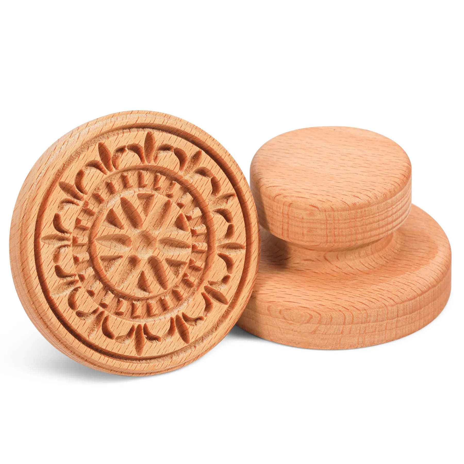 2.5 Inch Wood Cookie Stamp - Florence Motif 3D Wooden Baking Mold & Tool