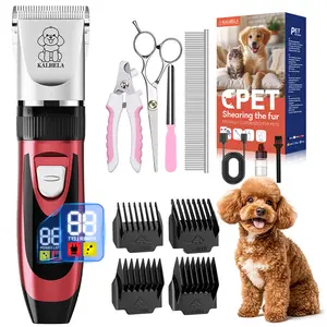 KALHELA Dog clipper, suitable for grooming thick/long coats, dog grooming kit, low noise, with stainless steel blades, cordless dog nail trimmer for pet nail care, suitable for small and large dogs, cats and other animals.