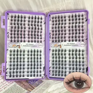 320 Comic Eyelash Tubs, Pointed Anime Lashes, Natural-Looking Korean-Style Makeup, C-Shaped Curly, Reusable Asian-Style Eyelashes, Cluster Lash Extensions