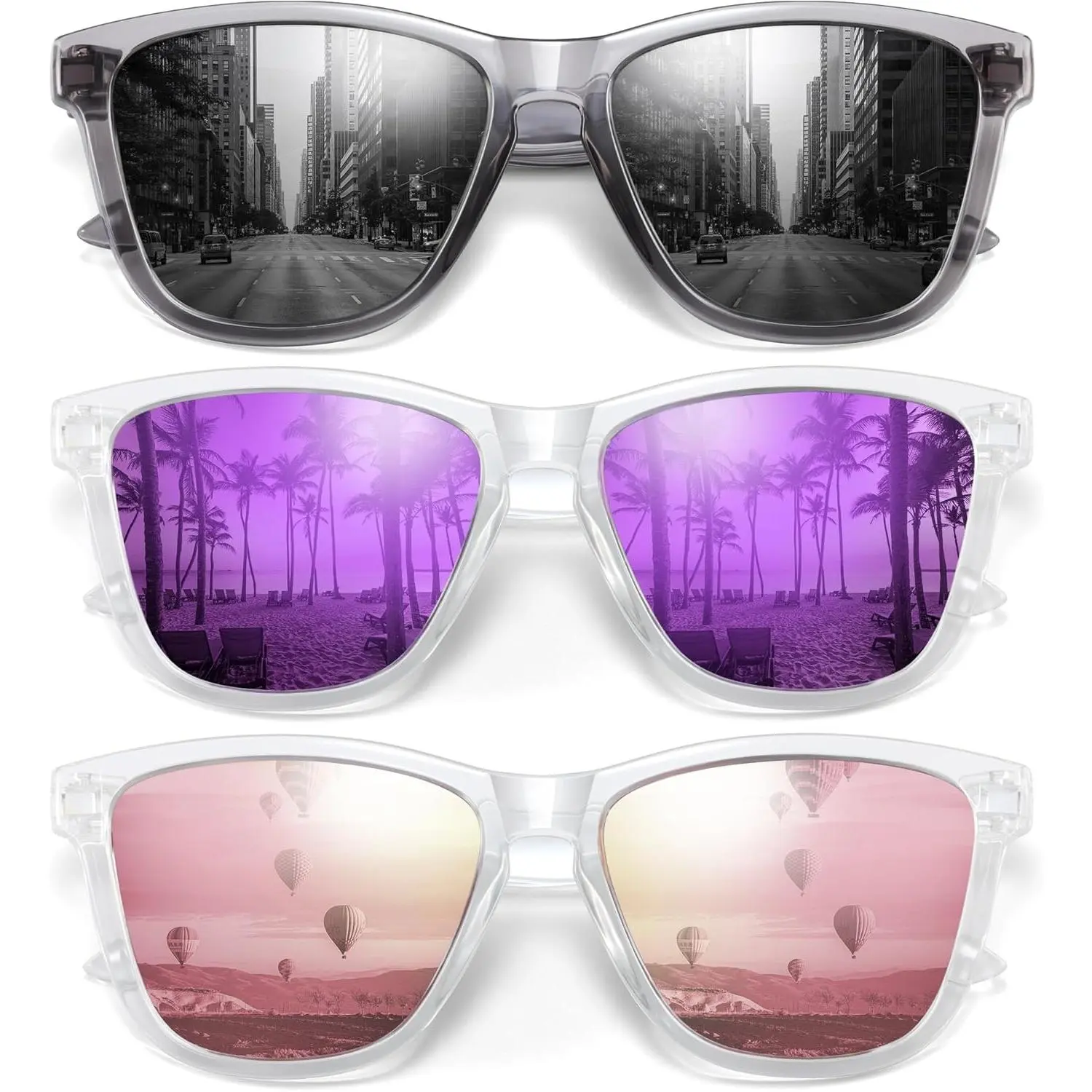 A1-clear Pink + Grey + Clear Purple