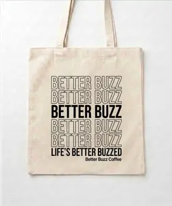 [Ship From US] - Better Buzz Coffee Canvas Tote Bag Minimalist Typography Everyday Shoulder Bag