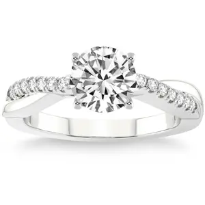 VS 1 1/4Ct Moissanite & Lab Grown Diamond Engagement Twist Ring in 10k Gold