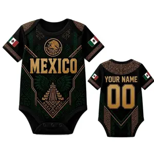 Personalized Mexico Baby Soccer Bodysuit, Custom Name Mexico Football Onesie, Mexican Fan Baby Gift, Mexico Team Baby Outfit PWB 755