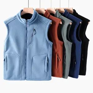 Men's Winter Fleece Vest Jacket - Polar fleece lining, practical pockets, stand collar design, suitable for layering and outdoor activities