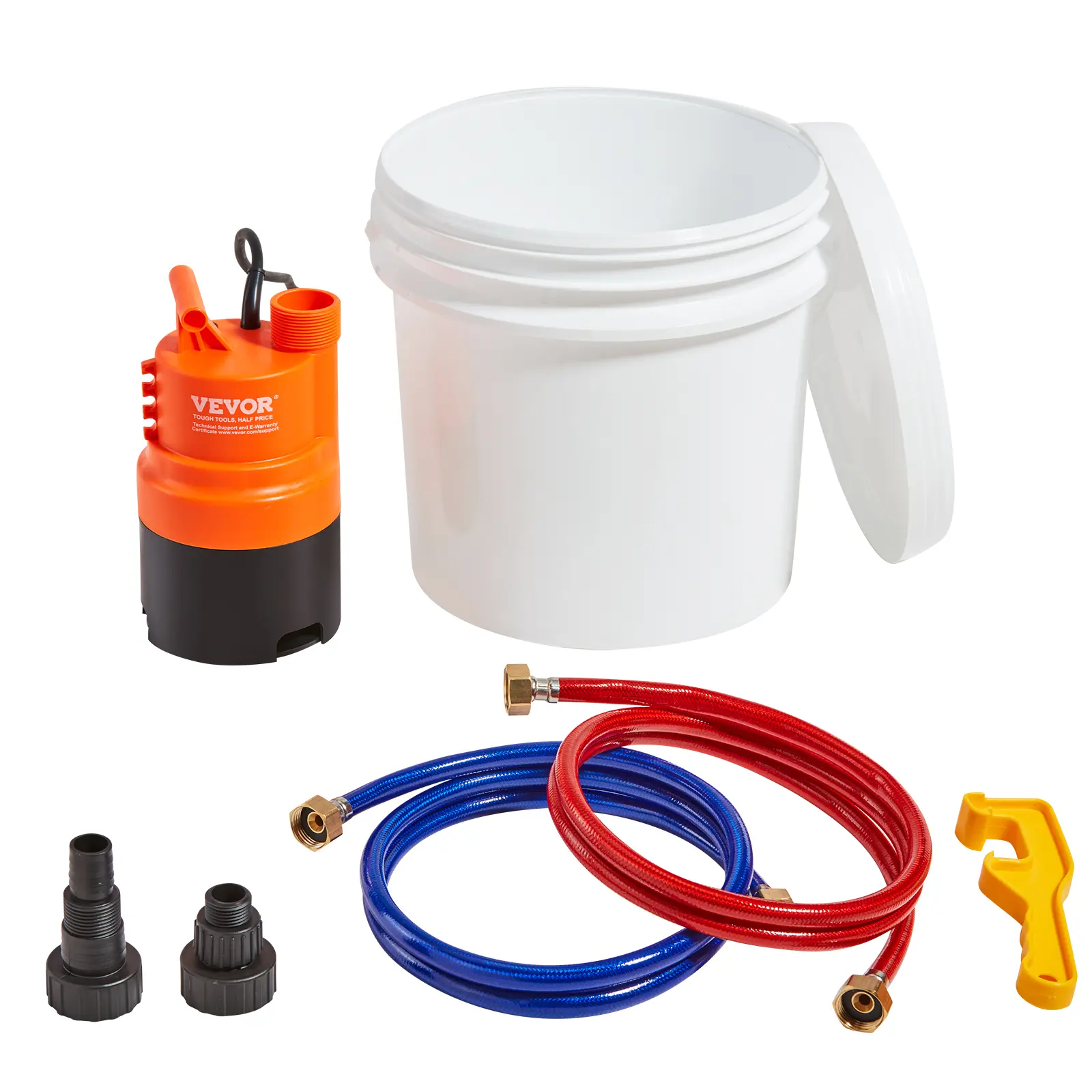 【summerfinds】VEVOR Tankless Water Heater Flushing Kit, Includes Efficient Pump & 3.7 Gallon Pail & 2 Hoses, Wrench and Adapter for Quick Install, Easy to Start Water Heater Flush Descale Kit Anti-corrosion