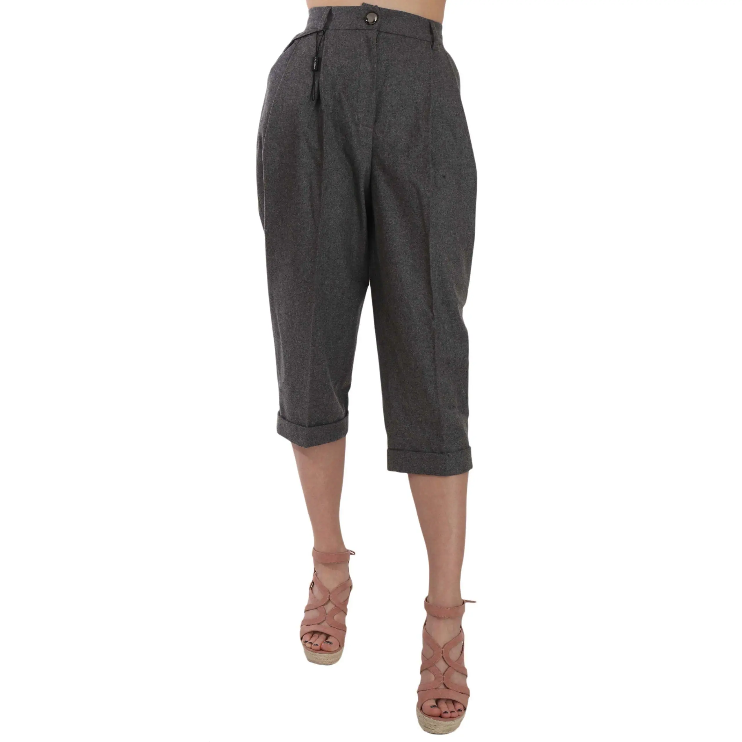 Elegant Gray Wool-Cashmere Pleated Trousers