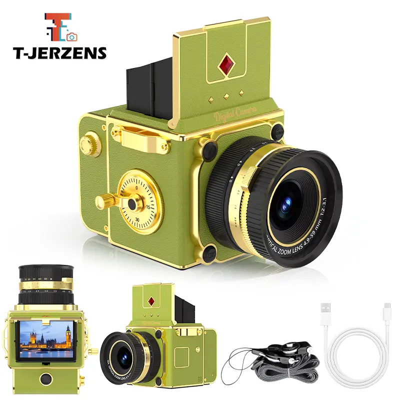 T-JERZENS Portable Retro Digital Camera, Vintage Hand-Cranked camera,Handheld Camera,deal Gift for Girls, Boys Teenagers, and Beginners, Birthday Christmas Gift