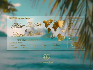 Acrylic Boarding Pass Invitations - Perfect for your Destination Wedding & Events | My Lovely Store