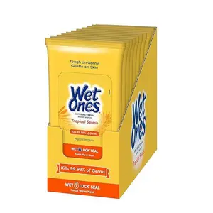 Wet Ones Antibacterial Hand Wipe, Travel Packs- Tropical Splash Scent, 20 Count (Pack of 10), 200 Wipes