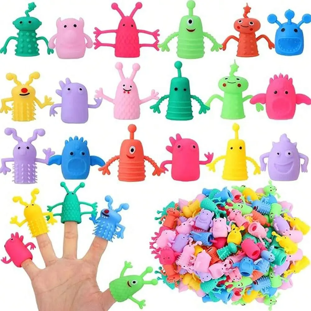 5counts/10/20pcs Finger Puppet Toys Cute Handheld Finger Puppets Soft Rubber Stretchy Stress Relief Toys Role-Playing Birthday Party Giveaways Random Styles & Colors Perfect for Children's Imaginative Play Fun Educational Props Multifunction