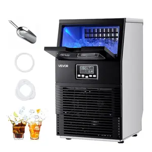 VEVOR Commercial Ice Maker Machine, 80 lbs/24h with 12Lbs Storage, 32 Cubes per Cycle, Stainless Steel Freestanding Countertop Ice Maker with LED Display Self-Cleaning, for Home Bar Restaurant