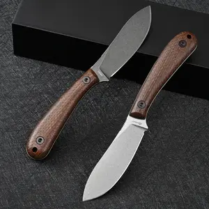 Fixed-Blade EDC Knife, 3.5" Stonewashed DC53 Steel Blade (60-61 HRC), Micarta Handle with Kydex Sheath for Outdoor Camping and Survival Gear, Outdoor Survival Supplies, Edc Items
