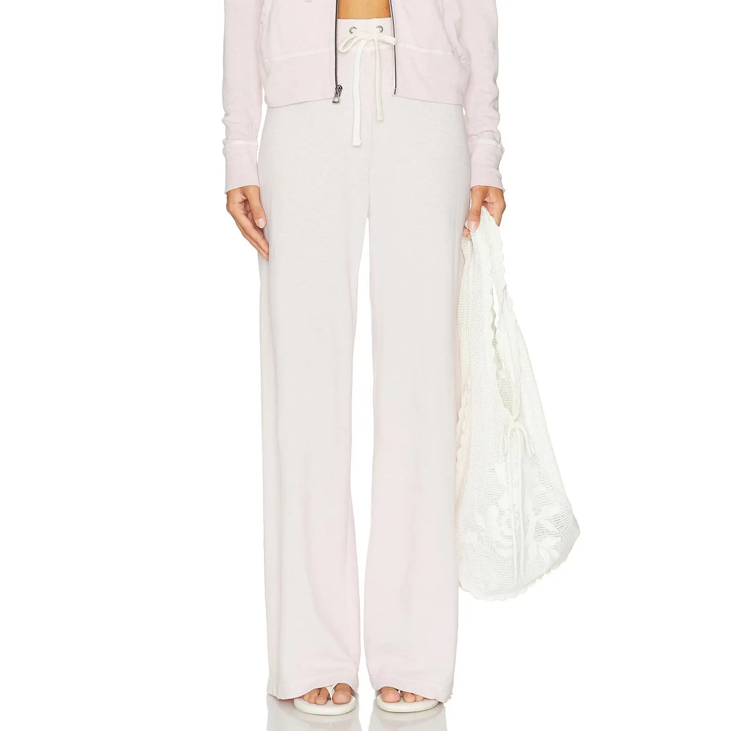 James Perse Wide Leg Sweatpant in Rose Quartz