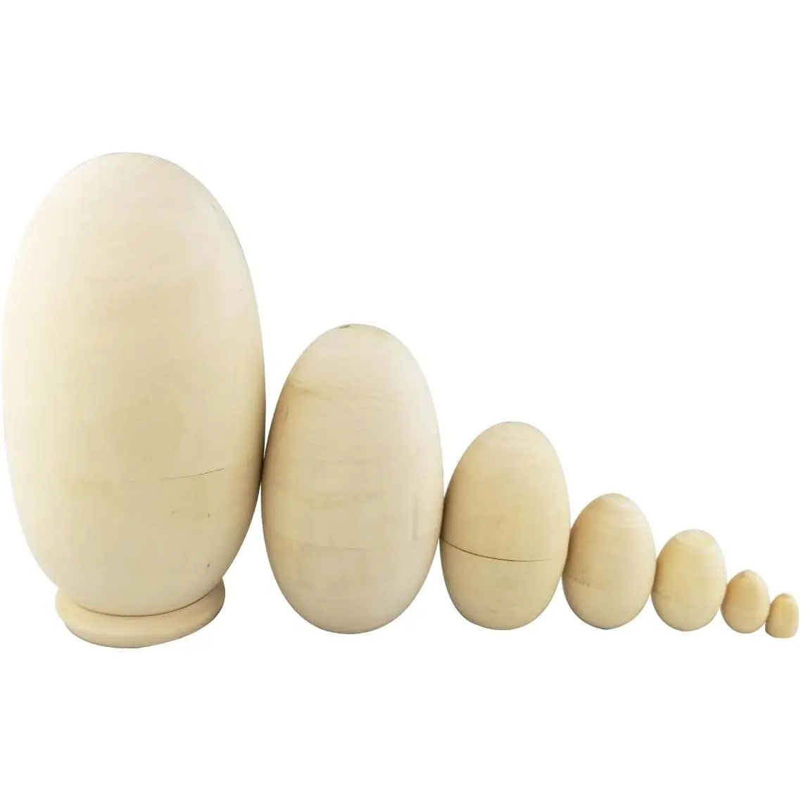 7-Piece Natural Unisex DIY Unpainted Blank Wooden Egg-Shape Russian Nesting Matryoshka Dolls, Kids Toy for Birthday, Easter Home Decoration & Parent-Child Time