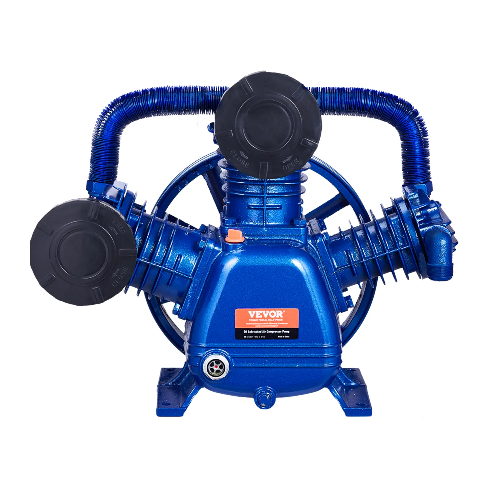 【Summerfinds】VEVOR Air Compressor Pump Head,10HP 17.5CFM @ 90PSI3-Cylinder Oil Lubricated Air Compressor Piston Pump HeadDual Stage V-Type Cast Iron Air Compressor Pump Replacement with Max. 185PSI Pressure
