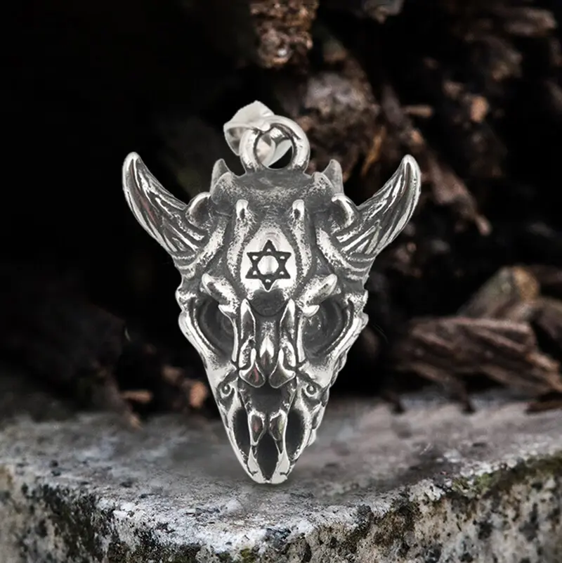 GTHIC Hexagram Horned Demon Stainless Steel Pendant Fashion Accessories for Birthday Gift