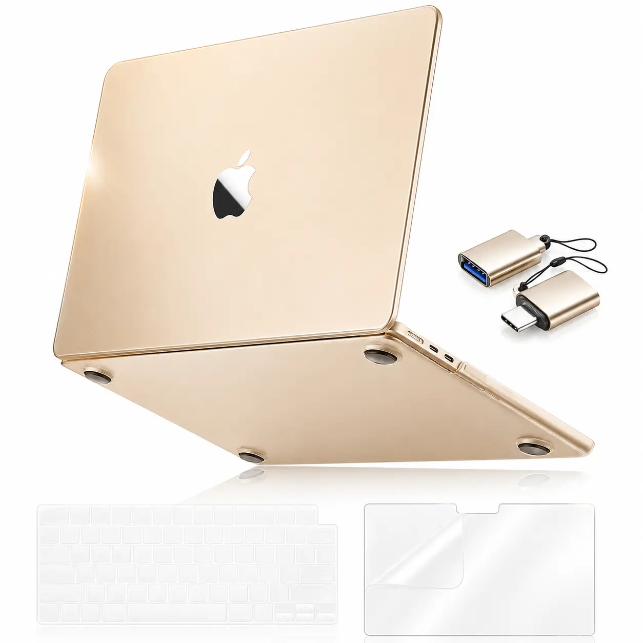 MOSISO Hard Shell Case Bundle for MacBook Air 13.6in (2022-2025 M4 A3240, M3 A3113, M2 A2681) - Natural, Slim Protective Ultra-Thin Shell, Precise Cutouts, Keyboard Cover, Screen Film, Type-C Accessory, Starlight Clear