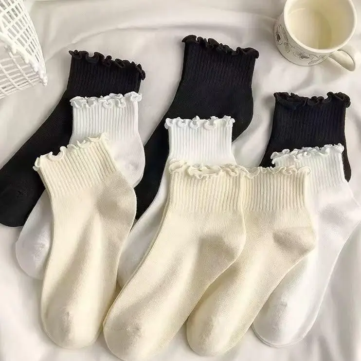 Women's Ruffle Ankle Socks - 6 Pairs, Super Soft, Breathable, Cute Frilly Socks for Mary Jane Shoes